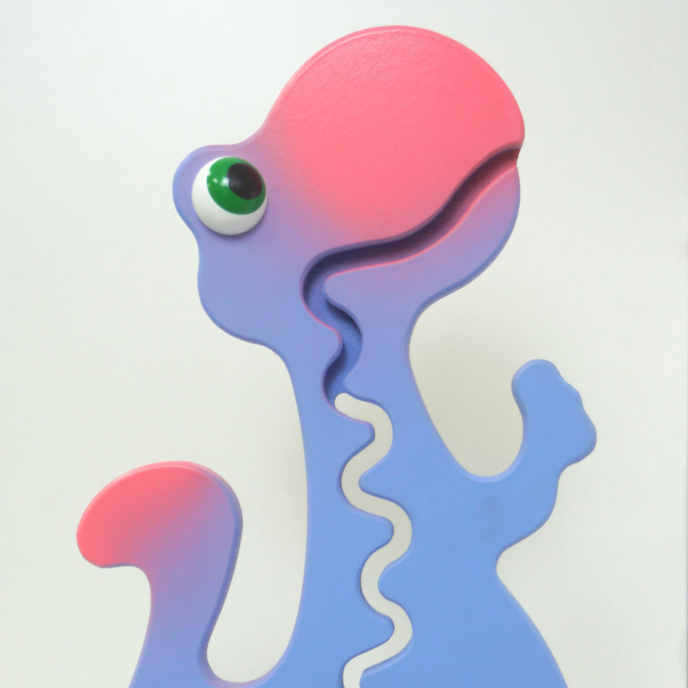 Purple dinosaur bank front view
