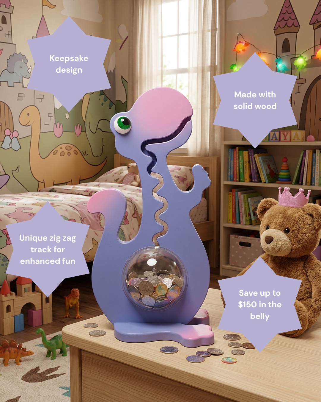 20" Purple & Pink Dinosaur